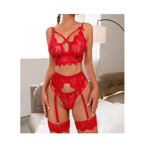 Sexy Women Lingerie Panty G-string Set Lace Bra Garter Nightwear Dress Underwear - Picture 13 of 15