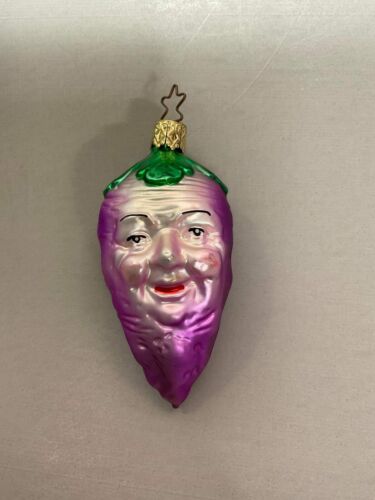 Vintage Inge Glas Mr. Turnip Face Glass Ornament Purple 4” - Picture 1 of 6