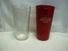 2  Vintage Carlisle Coca Cola Restaurant Style Plastic Cup Clear & Red USA 24 oz