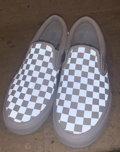 reflective checkered slip on vans