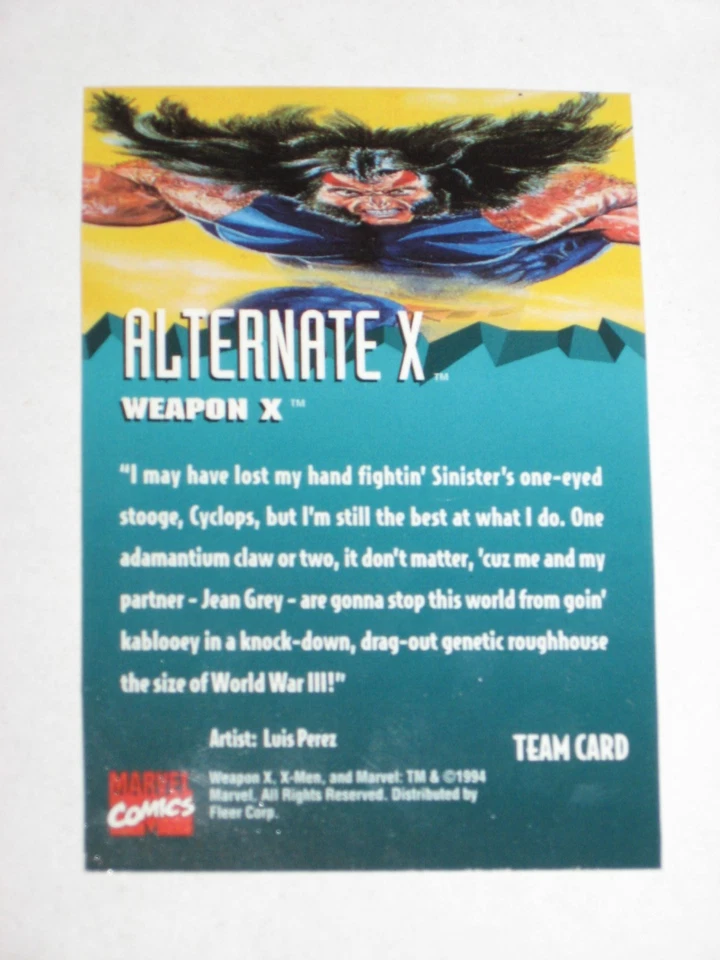 1995 FLEER ULTRA X-MEN WOLVERINE WEAPON X PROMO CARD RARE ALTERNATE X - Image 3 of 4