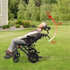 All Terrain Reclining Foldable Wheelchair For Adult 90-175 w/Removable Headrest