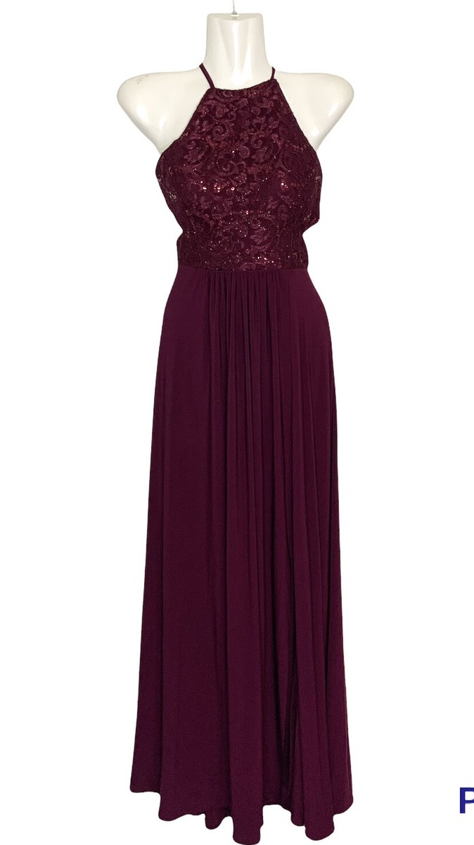 morgan and co burgundy dress Morgan & Co Maxi Dress Junior 3 Burgundy Prom Formal Evening Gown Bridesmaid