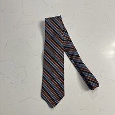 Vintage Wemlon by Wembley 100 Polyester Blue  Brown Striped Tie