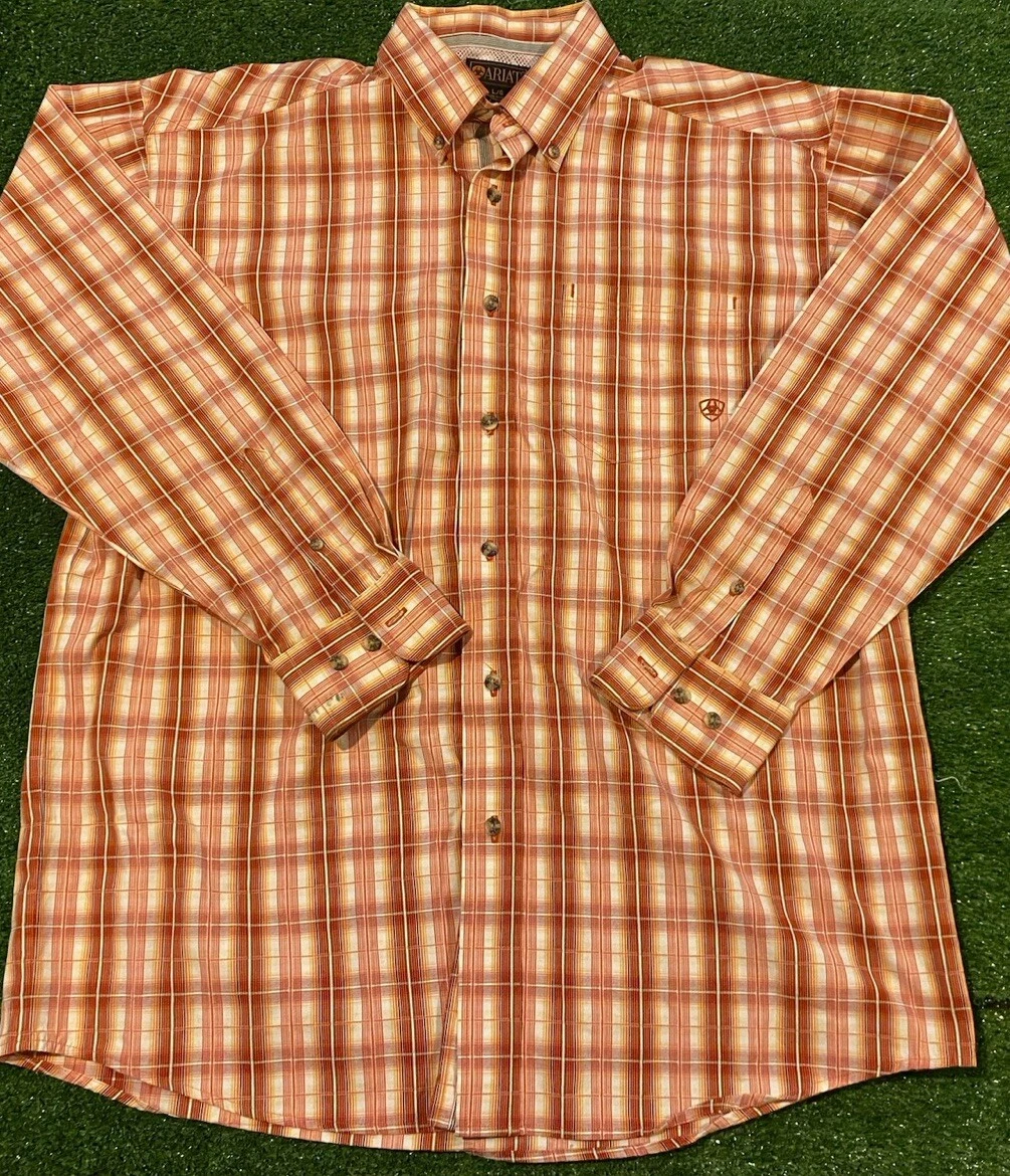 Ariat shirt mens large orange yellow breathable outdoor long sleeve lightweight
Opens in a new windo