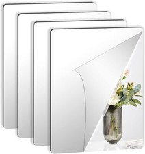 4 Pack Self Adhesive Acrylic Mirror, 12X 16 Inch Mirror Tiles,Flexible Plastic