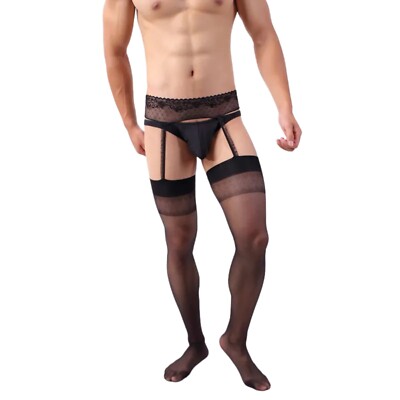 Men s Long Cosplay Suspender Stockings   Men's Thigh High Stocking Socks Tights