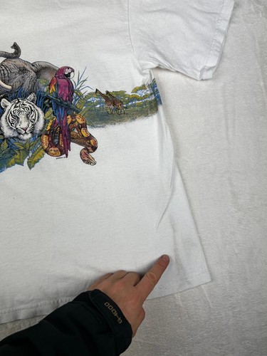 Vintage Anvil Busch Gardens Tampa Bay Print White Tshirt Youth M Womens XS - Picture 5 of 8