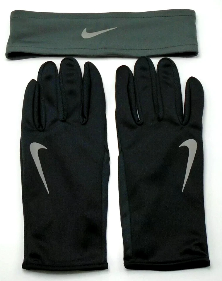 Conjunto de diadema y guantes Nike Dri-Fit para mujer M/L negro/plateado Foto 2 de 4