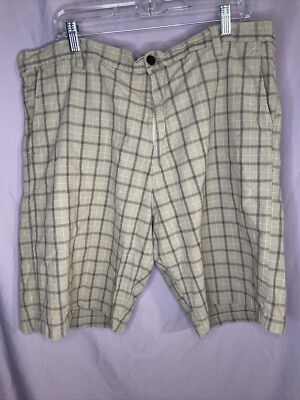 Size 42 Adolfo Mens Chino Shorts Pre Owned Inseam 10.5 Beige Plaid #209