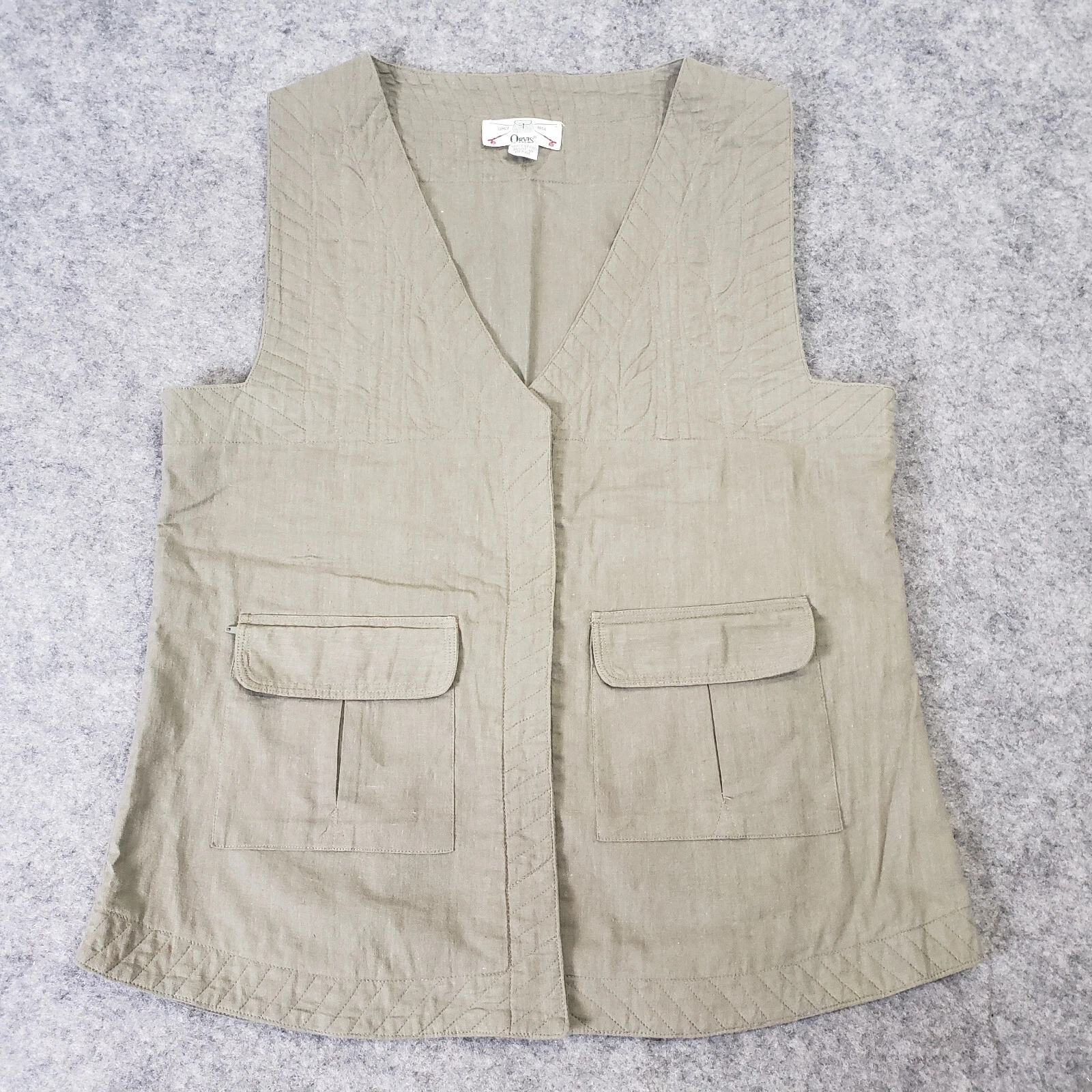 Orvis Sportmans Vest Mens Large Khaki Button Jacket Outdoors