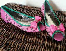 POETIC LICENCE WOMENS DANTY DOLL PINK CHERRIES BOW PEEP TOE SHOES 6