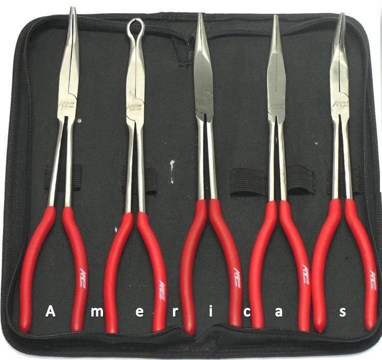 5 PCS 11" NEEDLE NOSE PLIERS SET LONG REACH TOOL PLIERS - Image 2 of 2