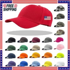 Plain Blank Solid Adjustable Baseball Cap Hats - Free Shipping USA