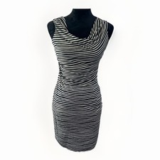 Ann Taylor LOFT Women's XXS Navy Blue Stripe Sleeveless Jersey Knit Dress