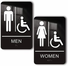 ADA Bathroom Signs Men Women Restroom Braille Handicap Accessible Door Sign Set