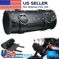 Motorcycle Front Fork Tool Bag Storage Pouch Saddlebag Accessorie PU Leather