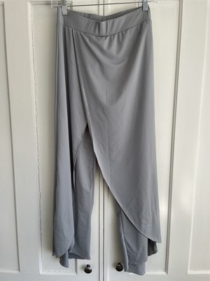 Unbranded Grey Flowy Yoga Dance Asymmetrical Cropped Pants with slit wrap Size S