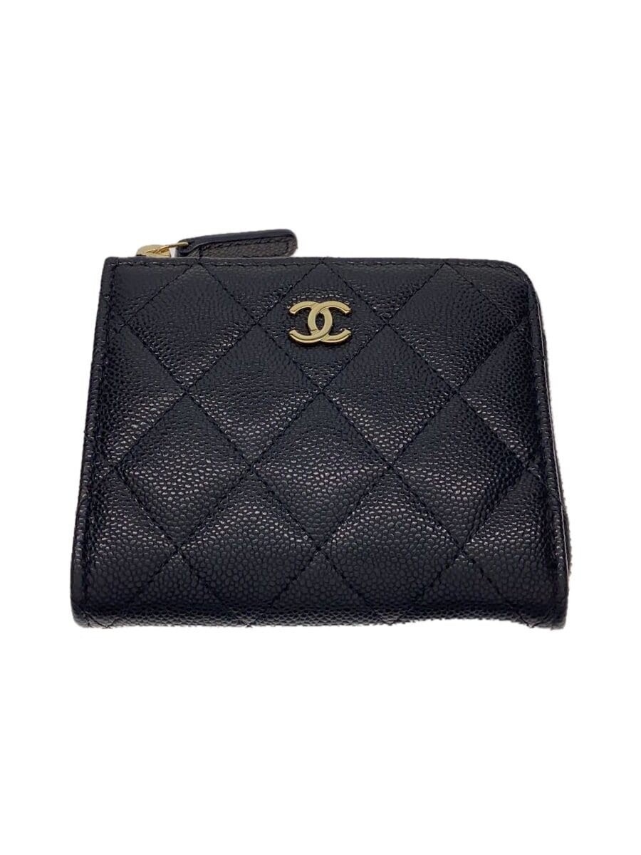 CHANEL Caviar Leather Zippy Compact Wallet Black Pre-Loved AP3999