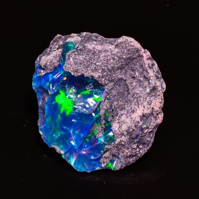20.45 Ct Natural Ethiopian Multi Fire Black Opal Rough Cabochon stone 23X28X10mm