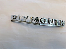 1946 1947 1948 PLYMOUTH HOOD NAME EMBLEM, NICE COMPLETE USED ORIGINAL MOPAR OEM