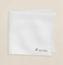 BROOKS BROTHERS 100 Silk White Pocket Square MSRP 29.50 Small  Minor Flaws 