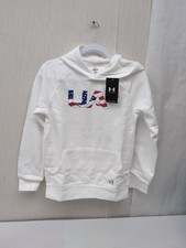 Under Armour White Freedom Hoodie Sweatshirt Boys Size Lg AM28