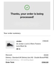 Jeans Retro Jordan 3 Levi Denim Nero Rosso Taglia 8UK Confermato