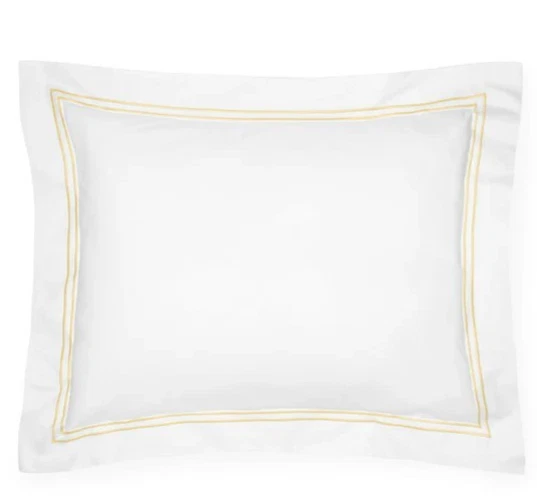 Sferra Grande Hotel будуар Sham Percale белый/банановый желтый двойной стежок новый - Изображение 3 из 4