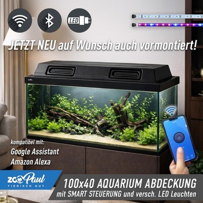 ZooPaul Aquarienabdeckung 100x40 Aquarium Terrarium LED APP Steuerung Montage 