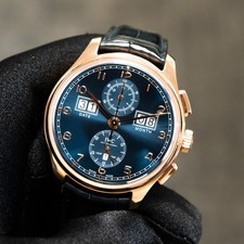 IWC Portuguese Perpetual Calendar 18K Rose Gold Blue Dial 45mm Leather - IW39720 6