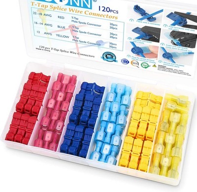 120Pcs T Tap Wire Connectors Quick Splice T Connectors Electric Style: 120 Pcs