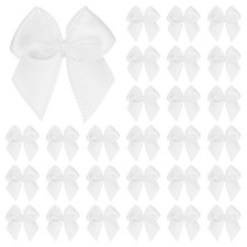 50-Pack Mini Craft Ribbon Bow 1x1 Inch for Craft DIY Pure White