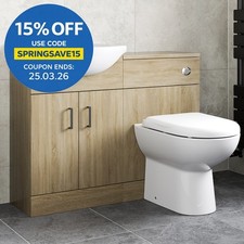 1050mm Bathroom Toilet Vanity Unit Combination Basin Sink Furniture Oak Effect