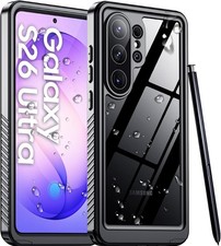 Waterproof Case for Samsung Galaxy S26 Ultra, Black with Built-in Lens  Screen