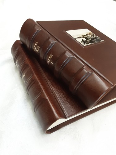 DAISY ARTS Italy Leather Photo Albums  Scrapbook Set 2 Brown Robert Trent Jones 