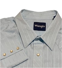 VTG Wrangler Deadstock XL Blue Work Pearl Snap Long Sleeve Shirt Cowboy NEW