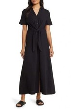 Caslon Vacation Tie Front Gauze Shirtdress