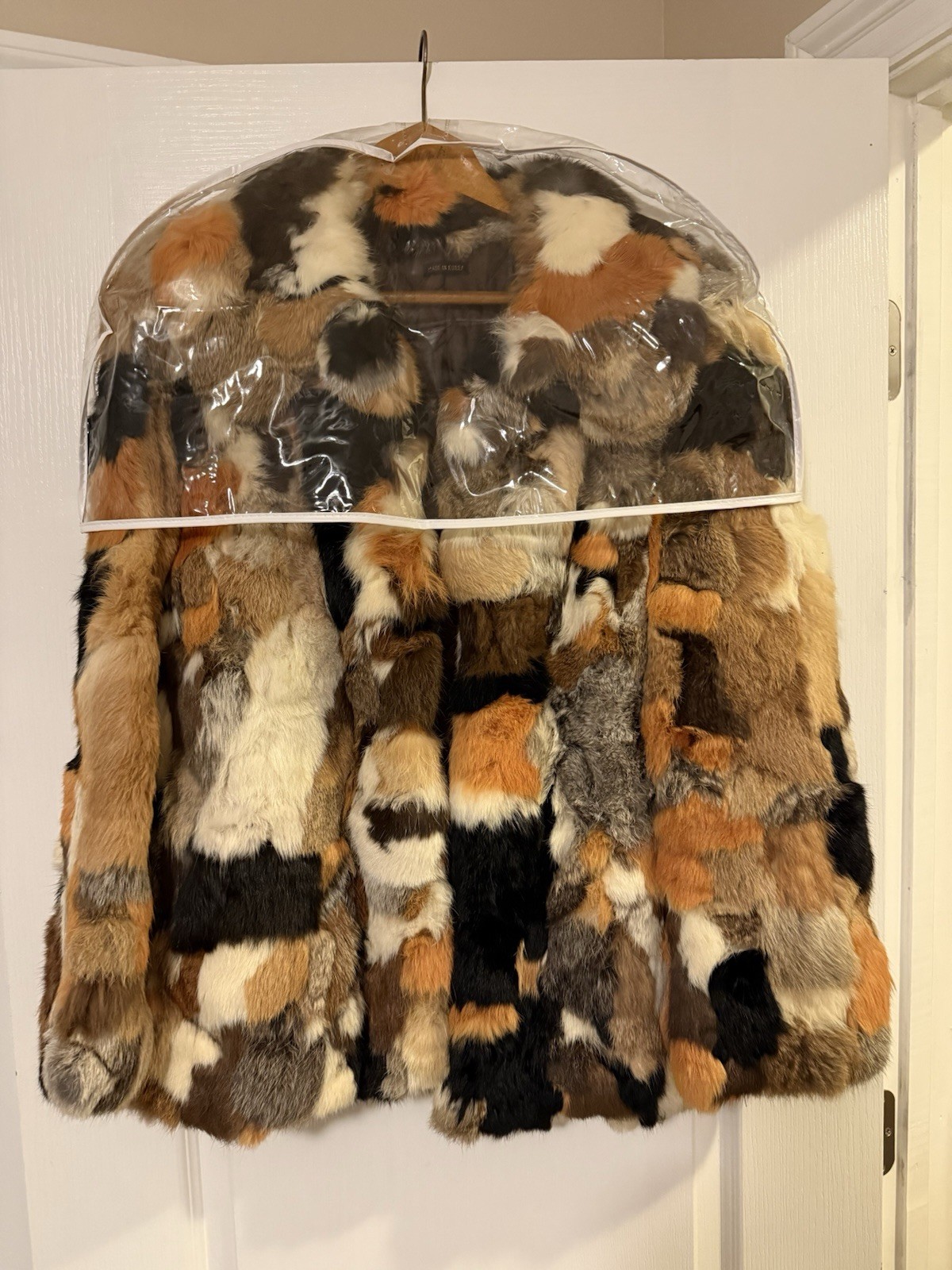 Women's Patchwork Multicolor Lined Fur Coat Mid-L… - image 2