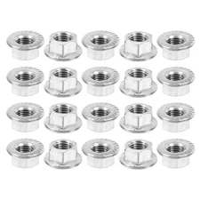 20Pcs M12x1.5mm Serrated Flange Hex Lock Nuts Hexagon Flange Nut Silver