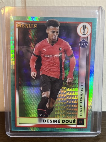 Desire Doue Rookie Aqua Prizm 2023 Topps Chrome Merlin UEFA France PSG