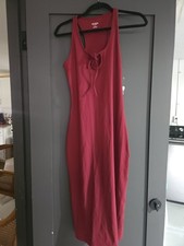 Wild Fable ButterBliss midi tank dress red tie accents scoop neck size M