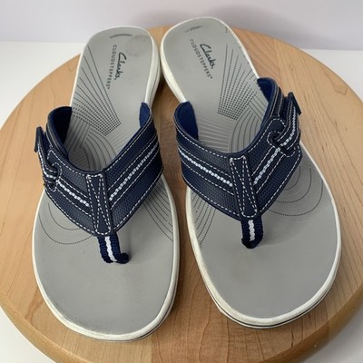Clarks Cloudsteppers Brinkley Jazz Navy Blue Flip Flop Thong Sandals Size 10
