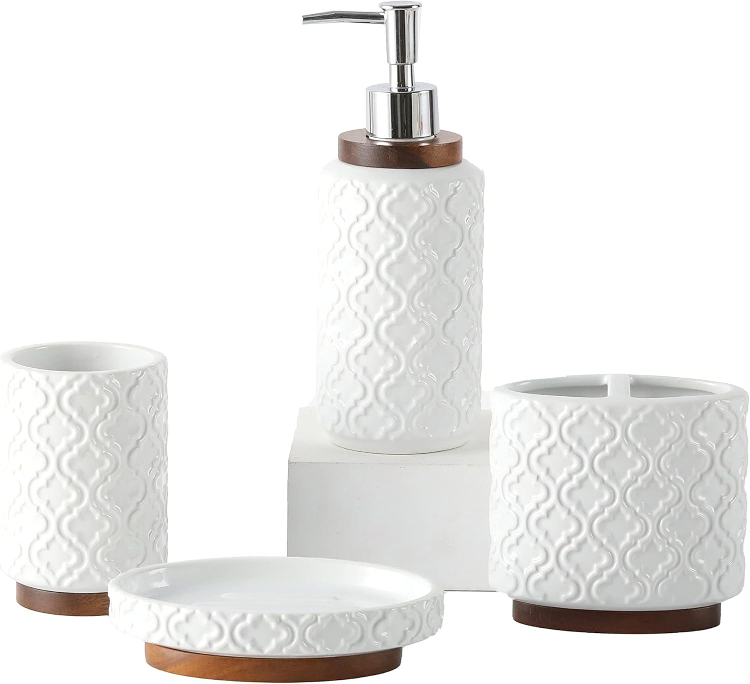 Bathroom Accessories Set 4 Pcs Toothbrush Holder Soap Dispen