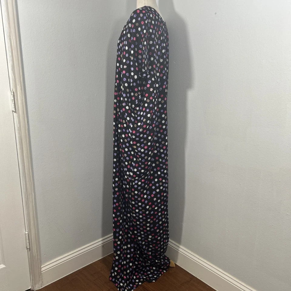 Handmade Kaftan Maxi Dress Womens OS Polka Dot Rayon Caftan Kimono Beachy - Image 2 of 4