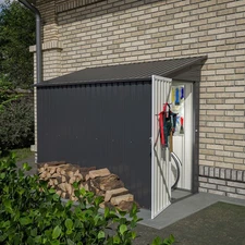 4' x 8' Metal Outdoor Storage Shed, Lean to Storage Shed, Black