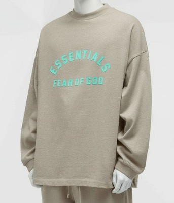 Fear of God ESSENTIALS Men's Gray Logo Long Sleeve Sweatshirt Sweater Size S