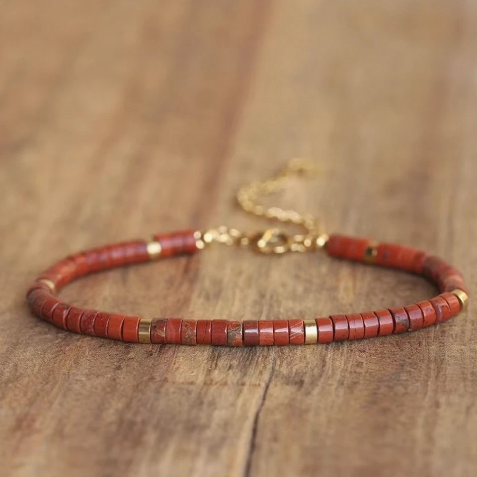 Natural Red Jasper Dainty Bracelet Gemstone Minimalist Bracelet Gift Handmade - Image 3 of 4