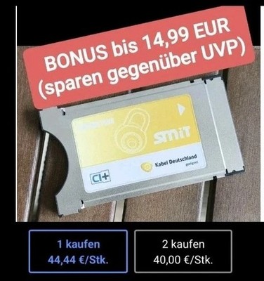  Original Zubehör    SMIT Kabel CI+ Modul gelb     kein SmarDTV Kabel CI+ Modul