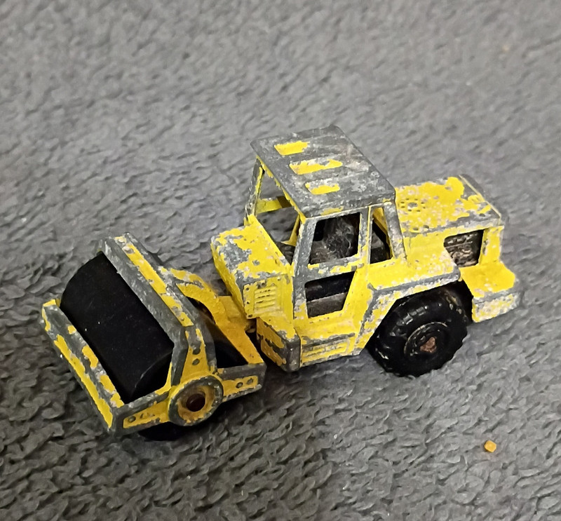 Vintage Diecast Construction Loader Toy Vehicle - Yellow Black Gray
